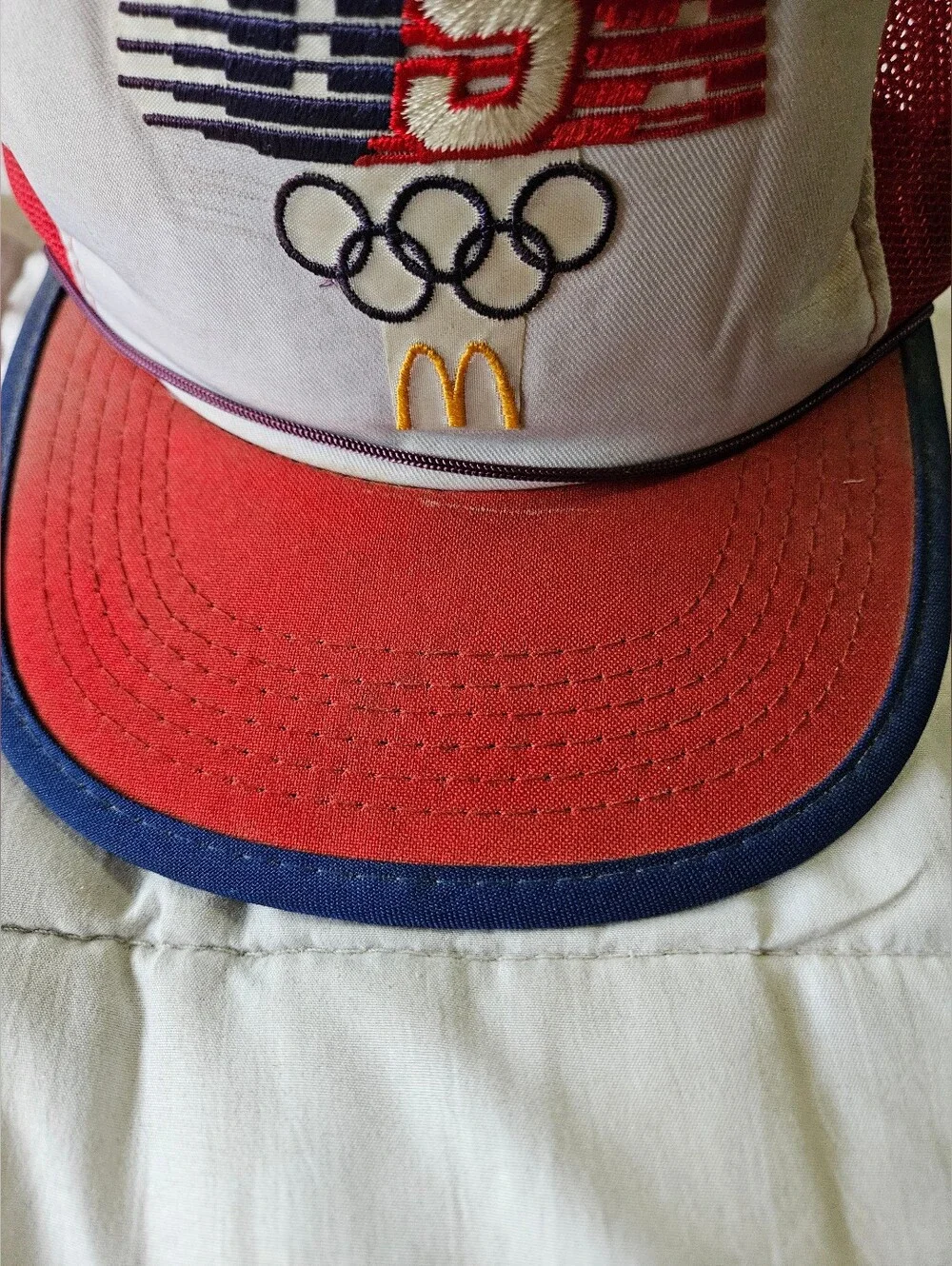 Vintage 1984 LA Olympics McDonalds USA Mesh Trucker Hat Snapback Cap